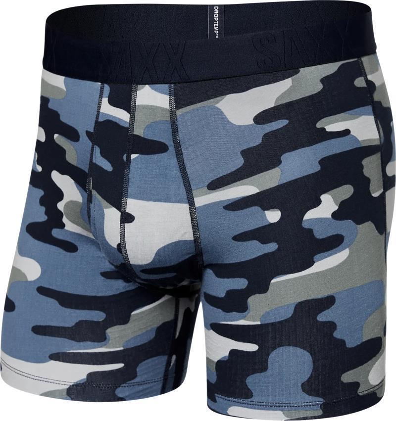 DropTemp Cooling Cotton Boxer Brief Fly, 5" Inseam - Mens - Tidal Camo-Blue 1