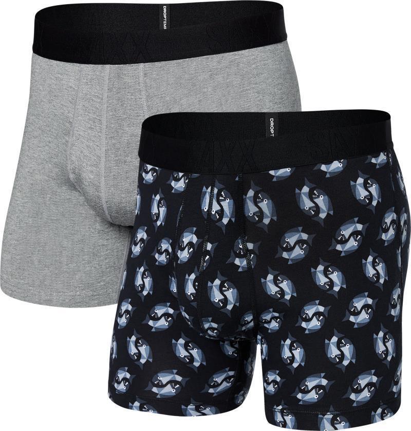 DropTemp Cooling Cotton Boxer Brief Fly, 5" Inseam - Mens - 2 Pack - Angler Wrangler / Dark Grey Heather 1