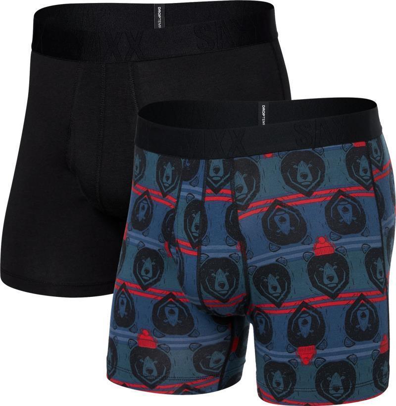 DropTemp Cooling Cotton Boxer Brief Fly, 5" Inseam - Mens - 2 Pack - Grizzly Stripe / Black 1