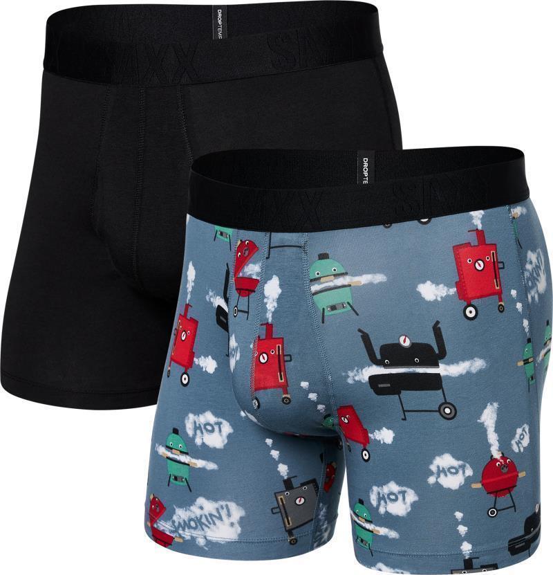 DropTemp Cooling Cotton Boxer Brief Fly, 5" Inseam - Mens - 2 Pack - Smokin Hot / Black 1