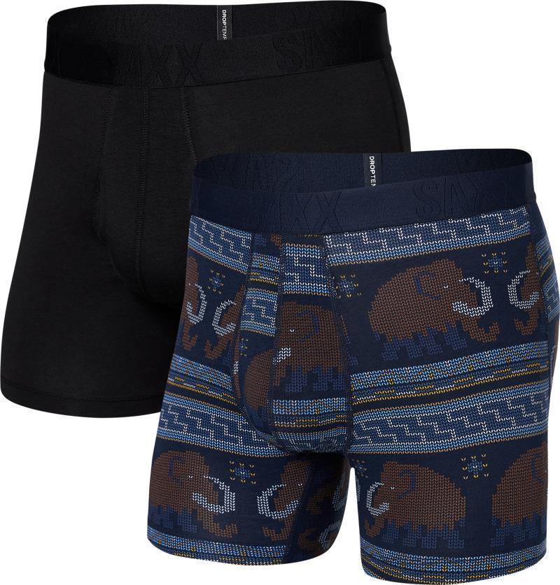 DropTemp Cooling Cotton Boxer Brief Fly, 5" Inseam - Mens - 2 Pack - Woolly Mammoth / Black 1
