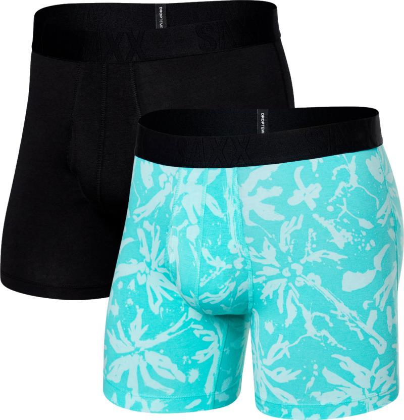 DropTemp Cooling Cotton Boxer Brief Fly, 5" Inseam - Mens - 2 Pack - splash palms / black 1
