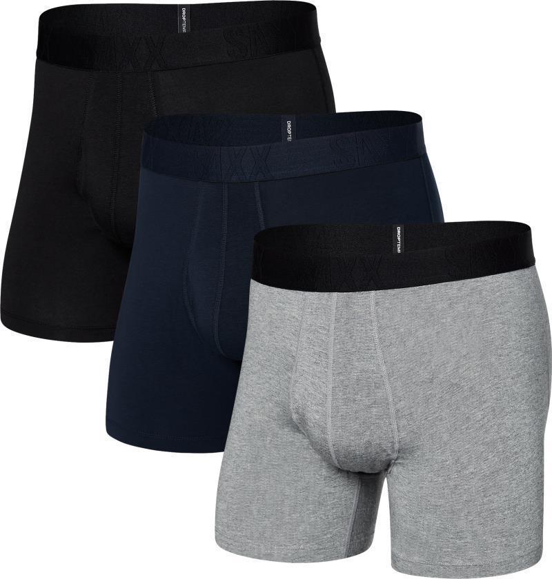 DropTemp Cooling Cotton Boxer Brief Fly, 5" Inseam - Mens - 3 Pack - Dark Grey Heather / Dark Ink / Black 1