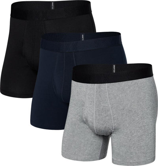 DropTemp Cooling Cotton Boxer Brief Fly, 5" Inseam - Mens - 3 Pack - Dark Grey Heather / Dark Ink / Black 1