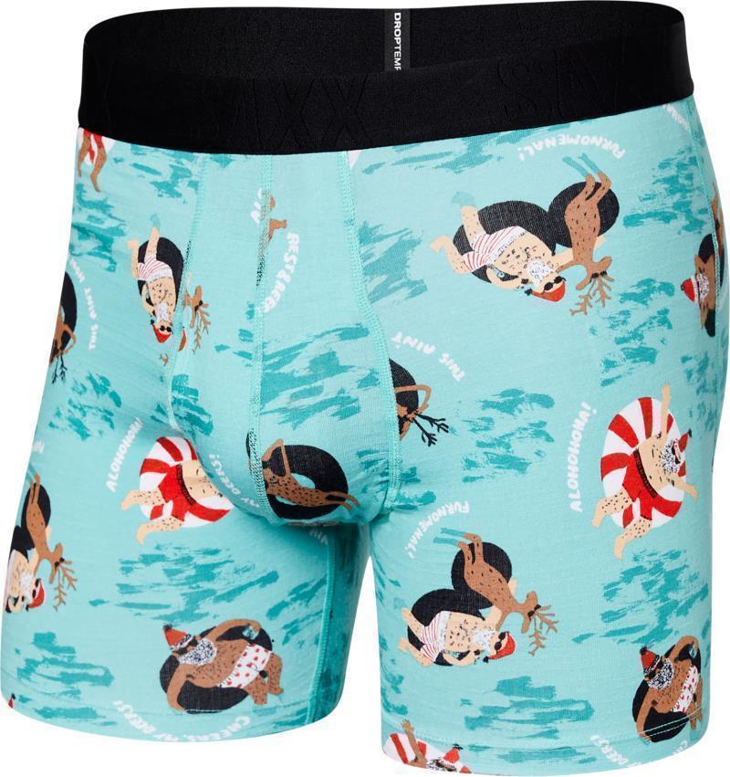 DropTemp Cooling Cotton Boxer Brief Fly, 5" Inseam - Mens - alohohoho-ha-turquoise 1