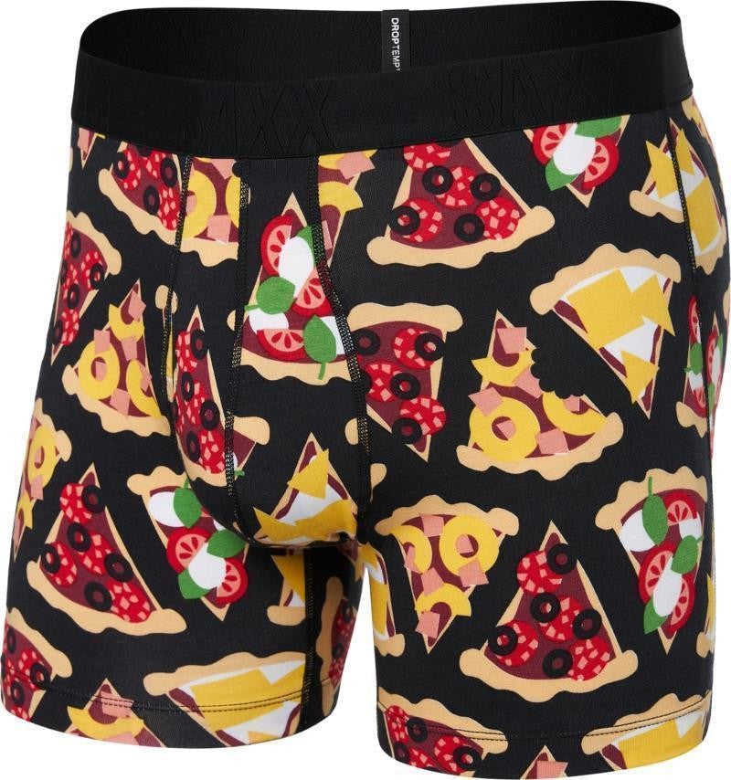 DropTemp Cooling Cotton Boxer Brief Fly, 5" Inseam - Mens - any way u slice it-black 1