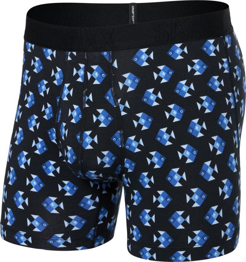 DropTemp Cooling Cotton Boxer Brief Fly, 5" Inseam - Mens - aquatic check-black 1