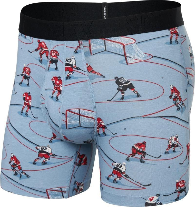 DropTemp Cooling Cotton Boxer Brief Fly, 5" Inseam - Mens - hockey heroes-dusty blue 1