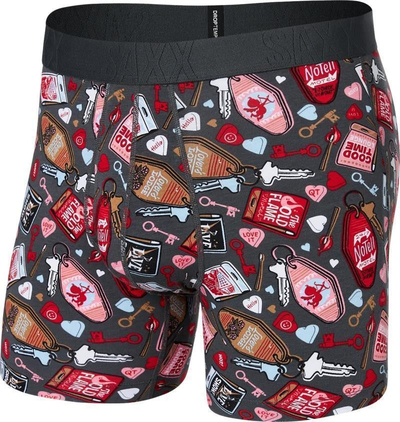DropTemp Cooling Cotton Boxer Brief Fly, 5" Inseam - Mens - no tell motel-graphite 1