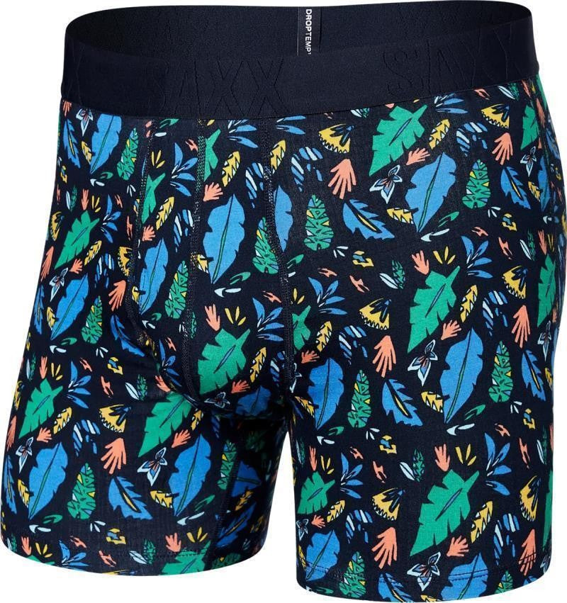 DropTemp Cooling Cotton Boxer Brief Fly, 5" Inseam - Mens - pop flora-blue 1