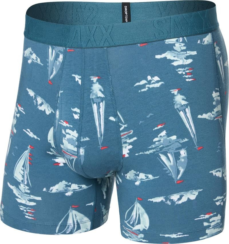DropTemp Cooling Cotton Boxer Brief Fly, 5" Inseam - Mens - sail away-tapestry 1