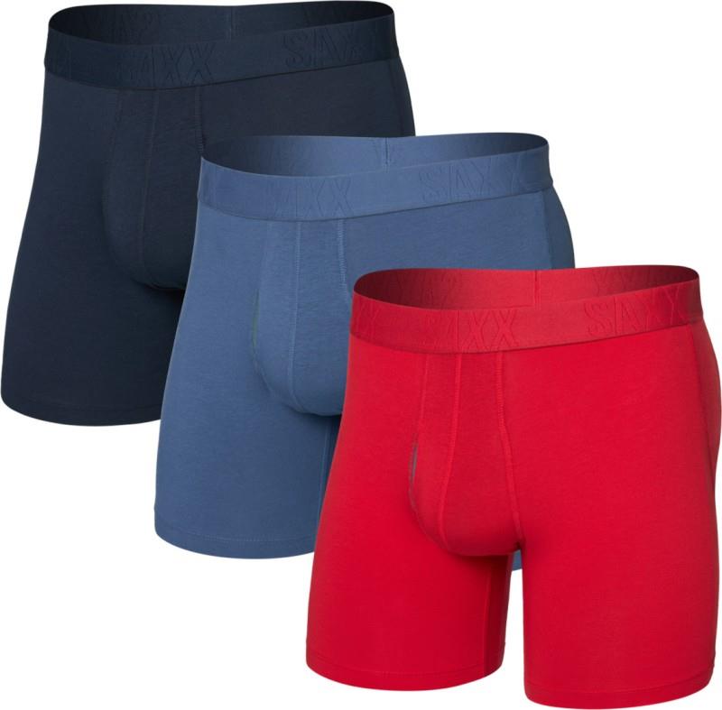 DropTemp Cooling Cotton Boxer Brief Fly, 6" Inseam - Mens - 3 Pack - red / indigo / dark ink 1