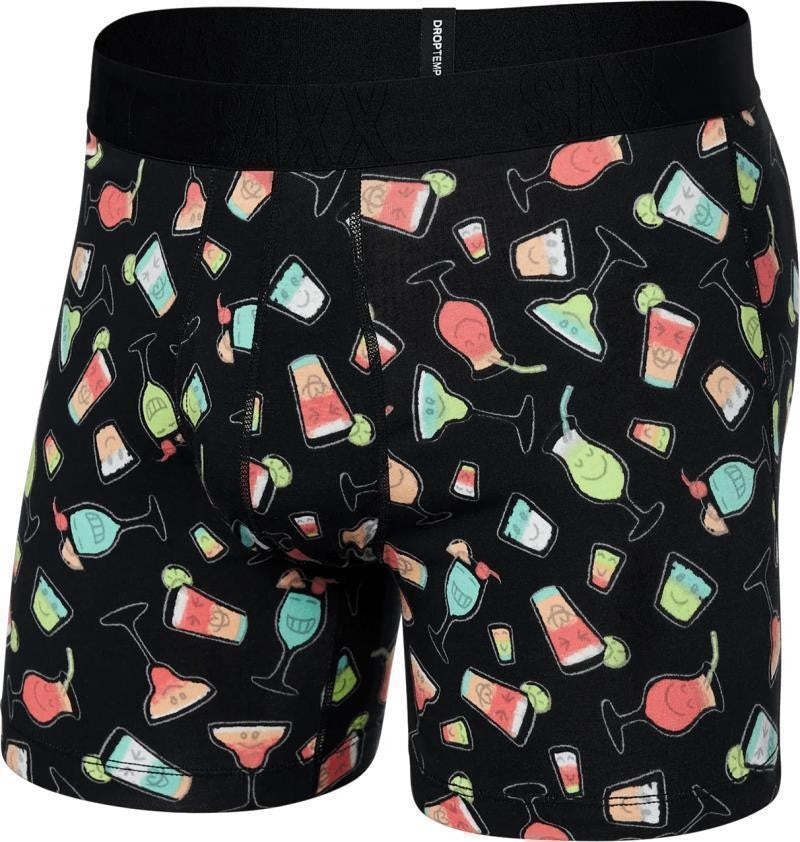 DropTemp Cooling Cotton Boxer Briefs w/ Fly, 5" Inseam - Mens - happy hour-black 1