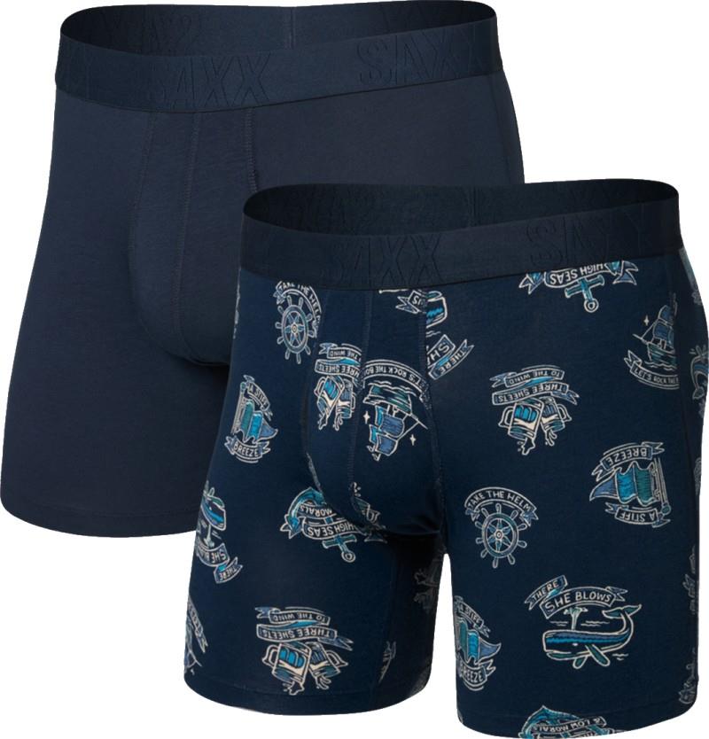 DropTemp Cooling Cotton Boxer Briefs w/ Fly, 6" Inseam - Mens - 2 Pack - high seas / dark ink 1