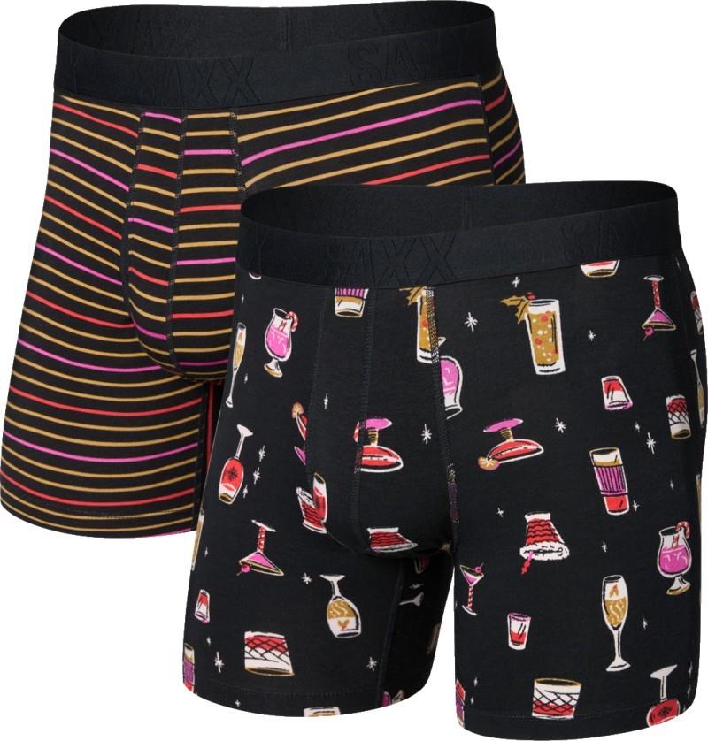 DropTemp Cooling Cotton Boxer Briefs w/ Fly, 6" Inseam - Mens - 2 Pack - jingle juice / jingle stripe 1