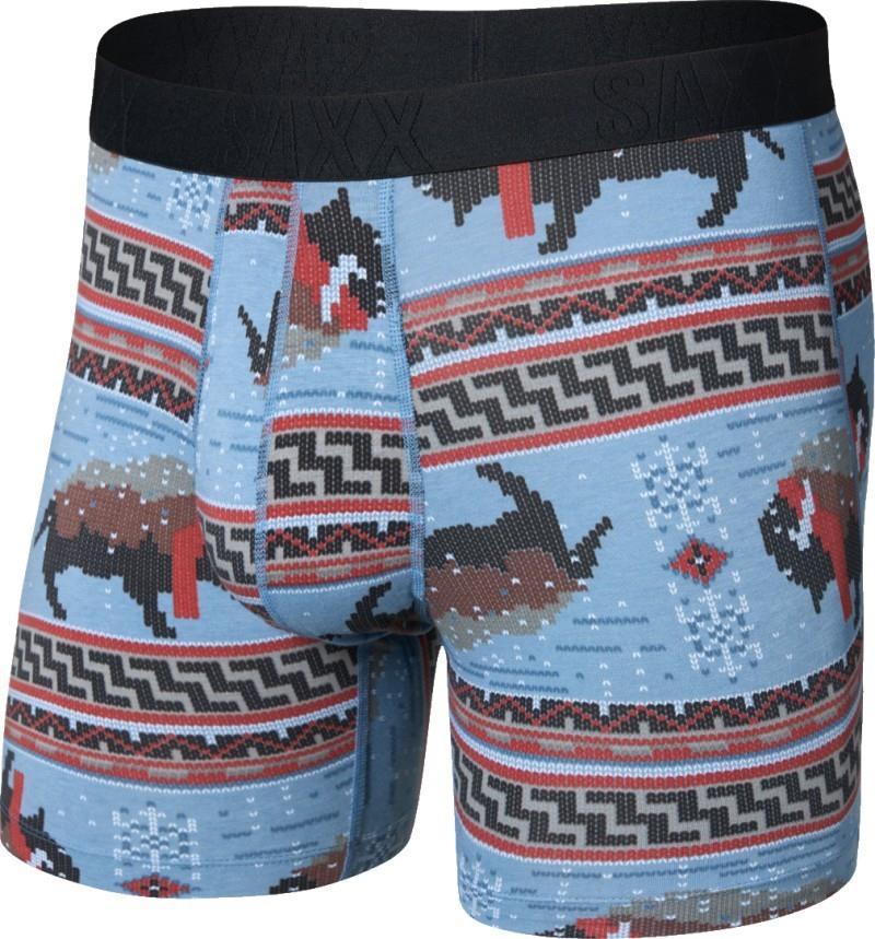 DropTemp Cooling Cotton Boxer Briefs w/ Fly, 6" Inseam - Mens - fluffalo-washed blue 1