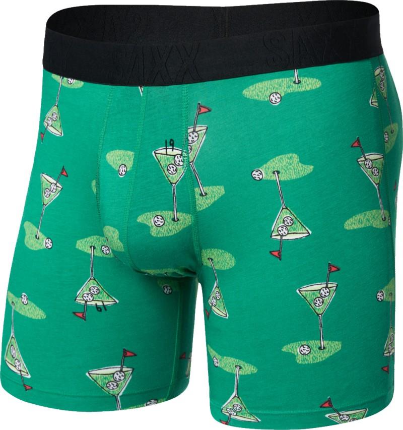 DropTemp Cooling Cotton Boxer Briefs w/ Fly, 6" Inseam - Mens - golf martini-lush meadow 1
