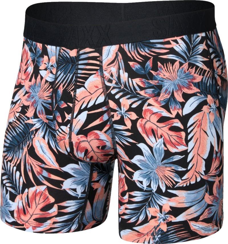 DropTemp Cooling Cotton Boxer Briefs w/ Fly, 6" Inseam - Mens - palm passion-black 1