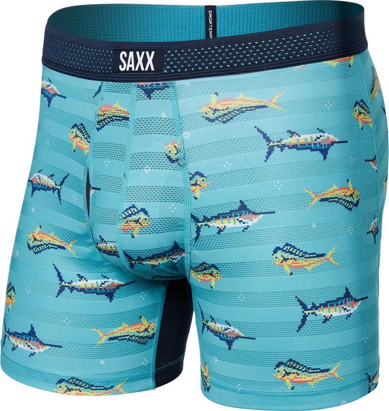 DropTemp Cooling Mesh Boxer Brief Fly, 5" Inseam - Mens - Trophy Catch-Turquoise 1
