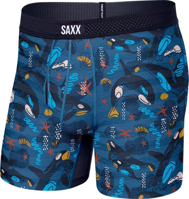 DropTemp Cooling Mesh Boxer Brief Fly, 5" Inseam - Mens - Whale Watch-Storm Blue 1