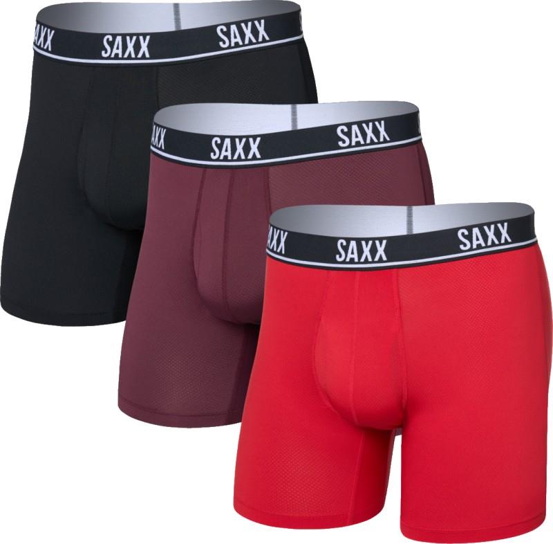 Essential Performance Mesh Boxer Briefs Fly, 6" Inseam - Mens - 3 Pack - classic red / maroon / black 1