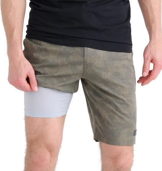 Land To Sand 2n1 Shorts, 9” Inseam - Mens - Quicksand Camo-Green Heather 3