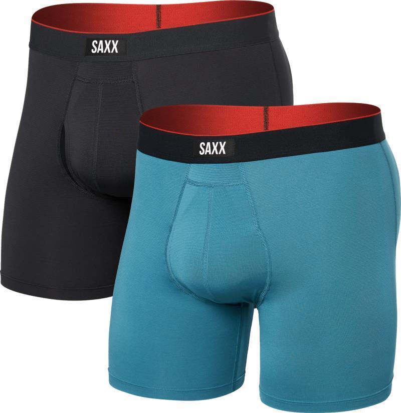 Multi-Sport Mesh Boxer Brief Fly, 6" Inseam - Mens - 2 Pack - Hydro Blue / Faded Black 1