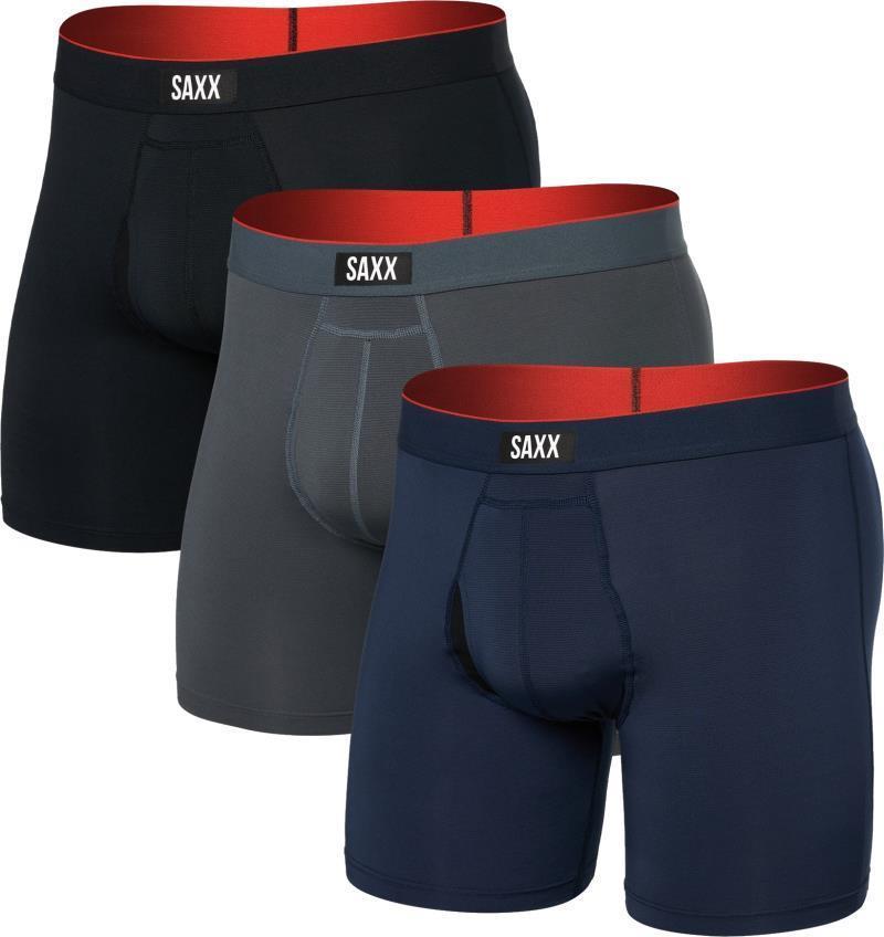 Multi-Sport Mesh Boxer Brief Fly, 6" Inseam - Mens - 3 Pack - Turbulence / Navy / Black 1