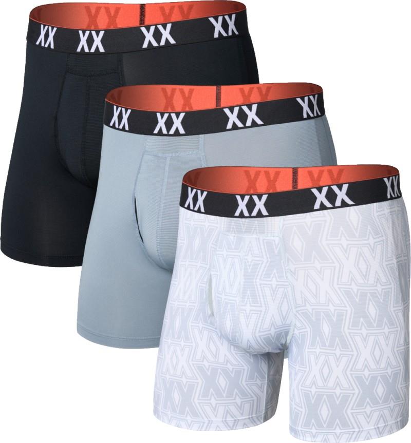 Multi-Sport Mesh Boxer Briefs w/ Fly, 6" Inseam - Mens - 3 Pack - xxcellence / tradewinds / black 1
