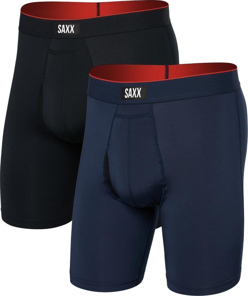 Multi-Sport Mesh Long Boxer Brief Fly, 8" Inseam - Mens - 2 Pack - Navy / Back 1