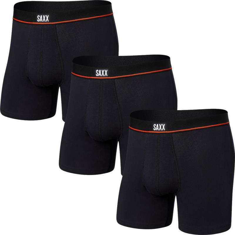 Non-Stop Stretch Cotton Boxer Brief Fly, 5" Inseam - Mens - 3 Pack - Black 1