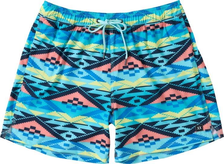 Oh Buoy 2n1 Volley Shorts, 5” Inseam - Mens - geo gradient-aqua 1