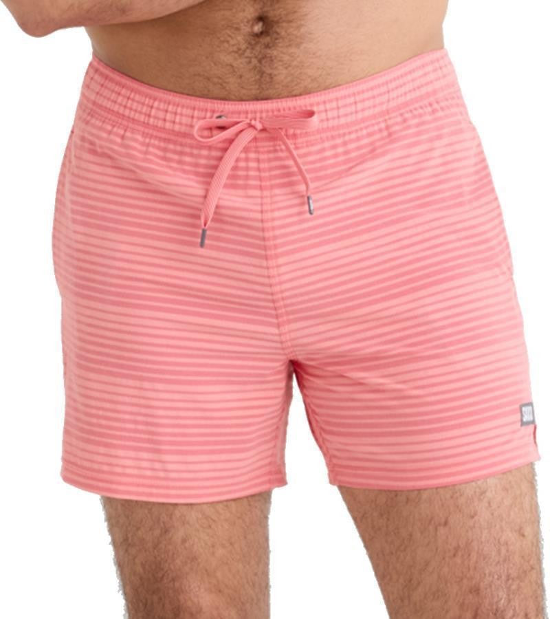 Oh Buoy 2n1 Volley Shorts, 5” Inseam - Mens - hibiscus / coral pop stripe 1