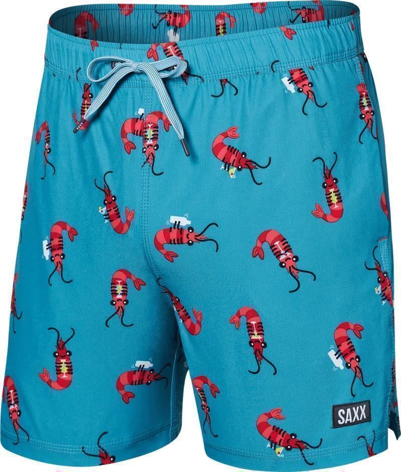Oh Buoy 2n1 Volley Shorts, 5” Inseam - Mens - shrimp cocktail-blue moon 1