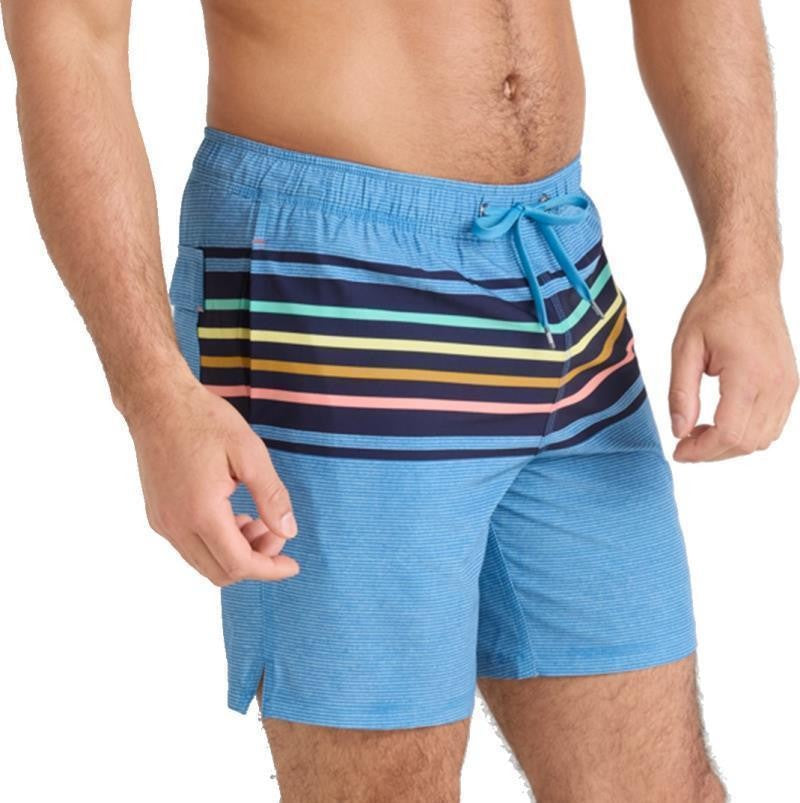 Oh Buoy 2n1 Volley Shorts, 7" Inseam - Mens - bold stripe-lake blue 1
