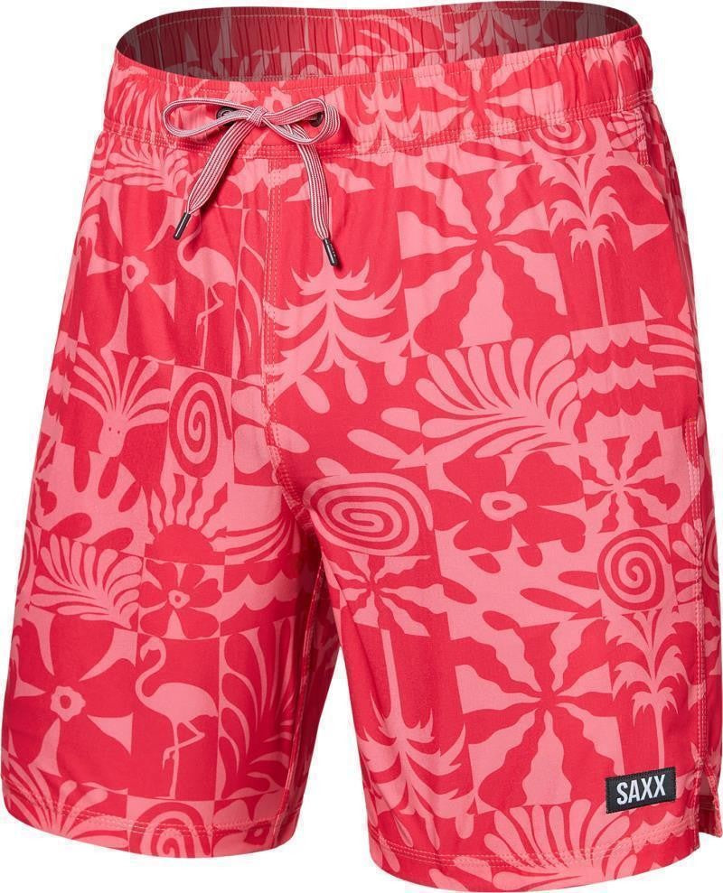 Oh Buoy 2n1 Volley Shorts, 7" Inseam - Mens - east coast-hibiscus 1