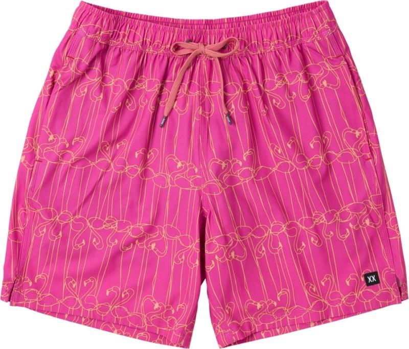 Oh Buoy 2n1 Volley Shorts, 7" Inseam - Mens - flamingo ink-fuchsia 1