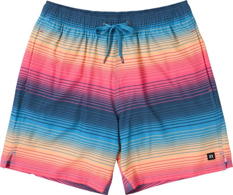 Oh Buoy 2n1 Volley Shorts, 7" Inseam - Mens - hazy stripe-sunset 1