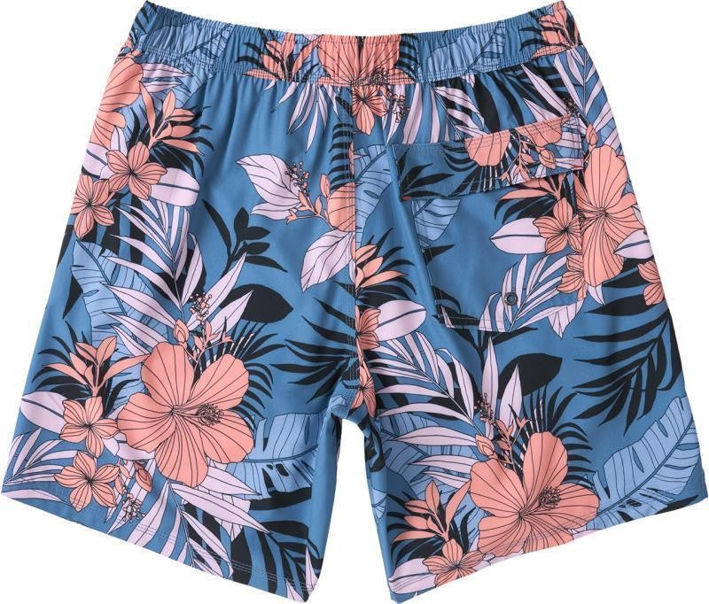 Oh Buoy 2n1 Volley Shorts, 7" Inseam - Mens - hibiscus jungle-blue 1