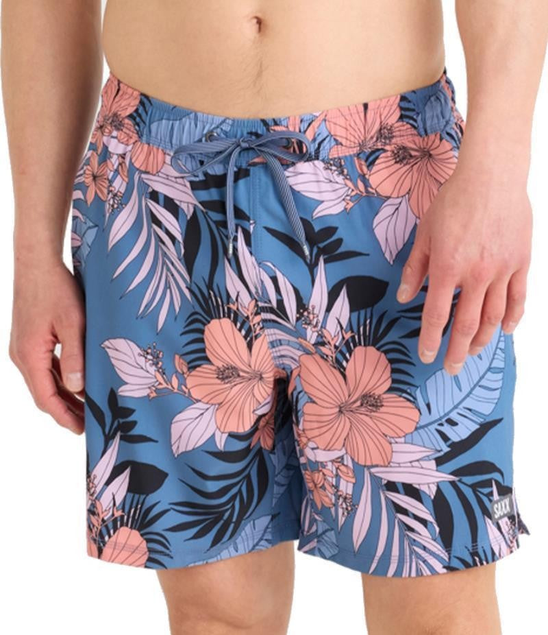 Oh Buoy 2n1 Volley Shorts, 7" Inseam - Mens - hibiscus jungle-blue 1