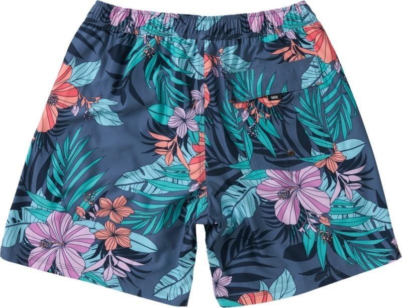 Oh Buoy 2n1 Volley Shorts, 7" Inseam - Mens - hibiscus jungle-indigo 1
