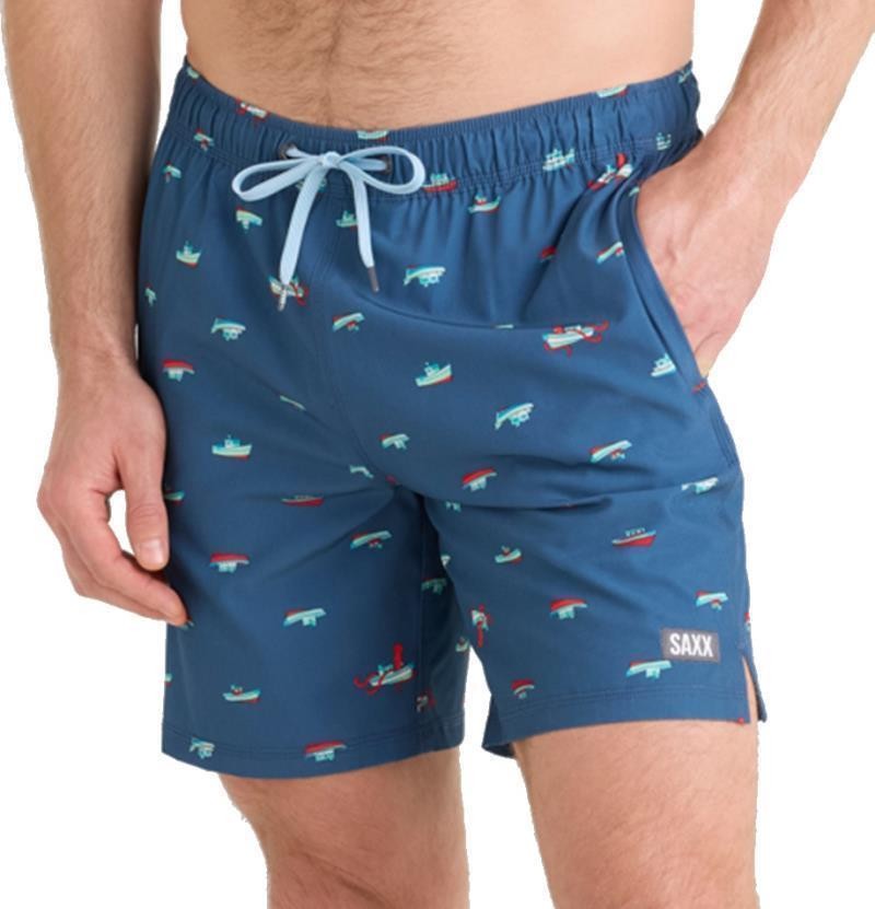 Oh Buoy 2n1 Volley Shorts, 7" Inseam - Mens - lets get kraken-dark denim 1