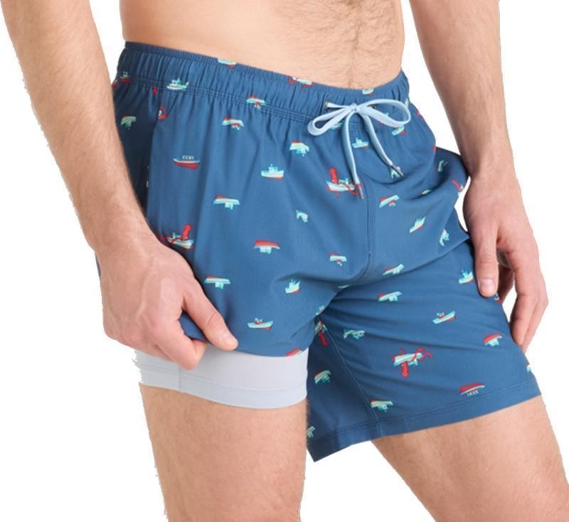 Oh Buoy 2n1 Volley Shorts, 7" Inseam - Mens - lets get kraken-dark denim 1