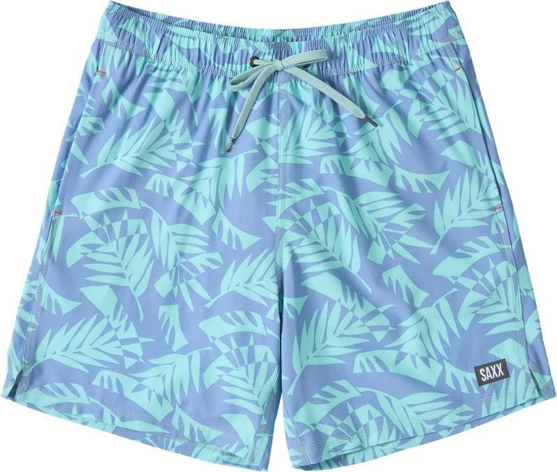 Oh Buoy 2n1 Volley Shorts, 7" Inseam - Mens - palm frond-tidal blue 1