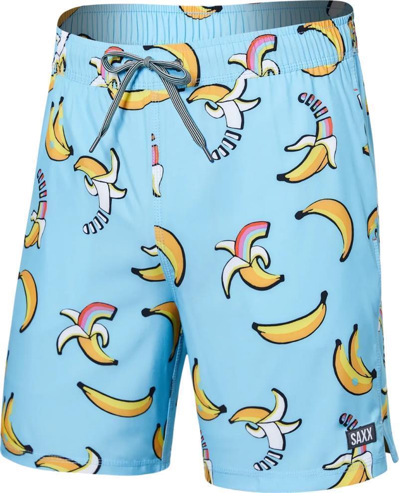 Oh Buoy 2n1 Volley Shorts, 7" Inseam - Mens - rainbow bananas-azure 1
