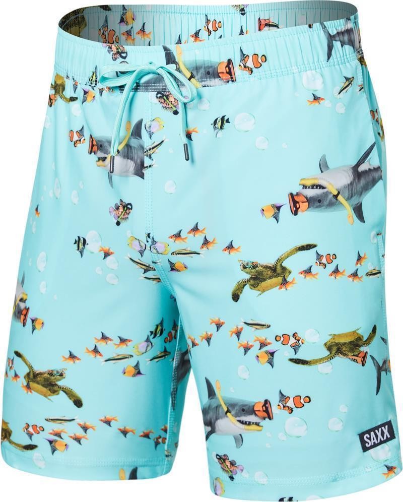 Oh Buoy 2n1 Volley Shorts, 7" Inseam - Mens - shark skhool-aqua 1