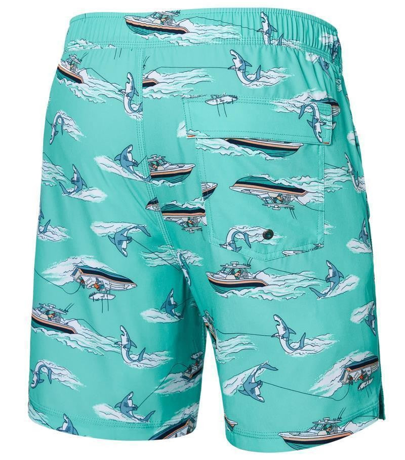 Oh Buoy 2n1 Volley Shorts, 7" Inseam - Mens - sharkski-turquoise 1