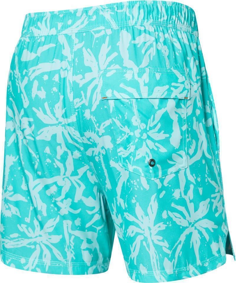 Oh Buoy 2n1 Volley Shorts, 7" Inseam - Mens - splash palms-aqua 1