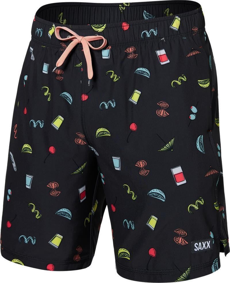 Oh Buoy 2n1 Volley Shorts, 7" Inseam - Mens - twists and shots-fd black 1