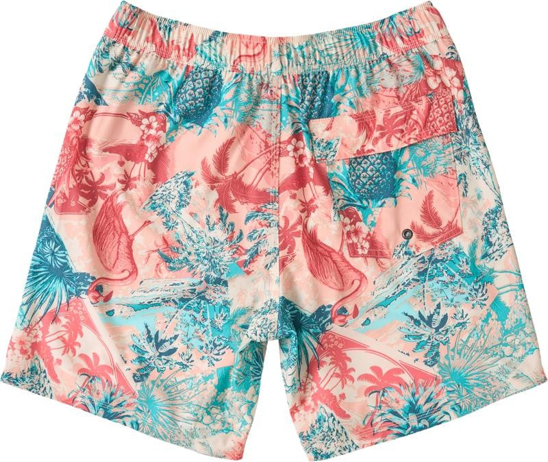 Oh Buoy 2n1 Volley Shorts, 7" Inseam - Mens - vacation collage-chalk 1